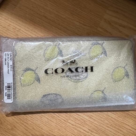 🍋 Coach Long Zip Around Wallet With Lemon Print - Picture 5 of 8